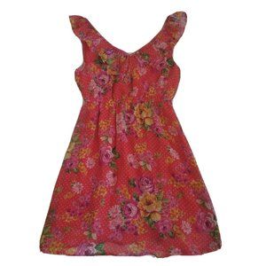 Forever 21 Floral Polka Dot Ruffled Dress S